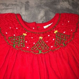 Castles & Crowns Smocked Christmas Tree Red Corduroy Dress